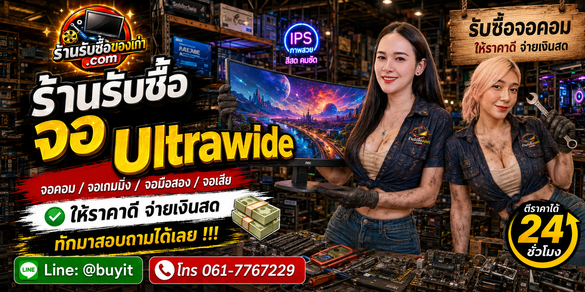 ร้านรับซื้อ จอ Ultrawide ไม่จำกัดจำนวน รับถึงที่และประเมินตามรุ่น ขนาด Resolution Panel และ Refresh Rate