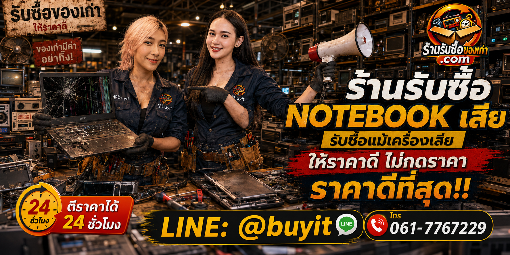 ร้านรับซื้อ Notebook เสีย เก่า มือสอง ทุกสภาพ รับถึงที่ ตีราคา 24 ชั่วโมง LINE @buyit โทร 061-7767229